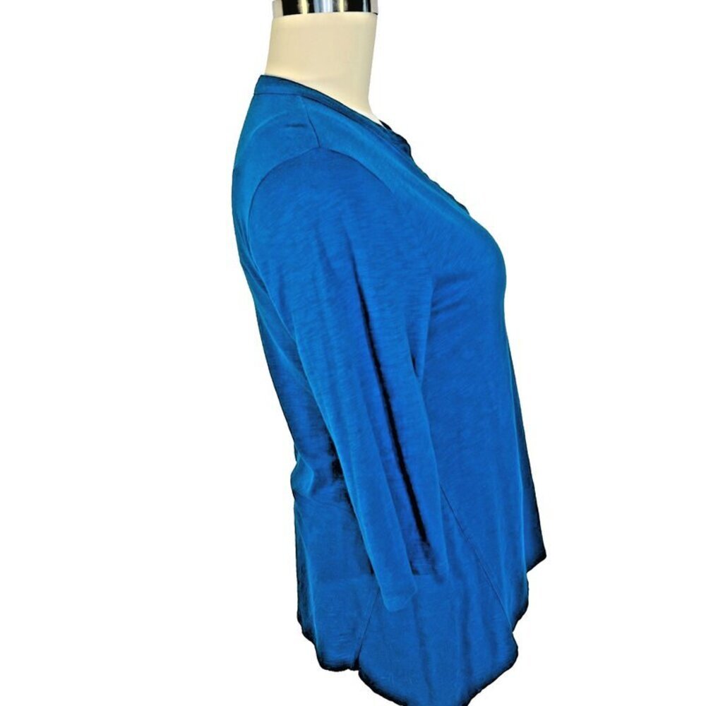 Chico's Tunic Top Women's XL Caribbean Blue Notch Neck Cotton Modal 3/4 Sleeve - Picture 4 of 9